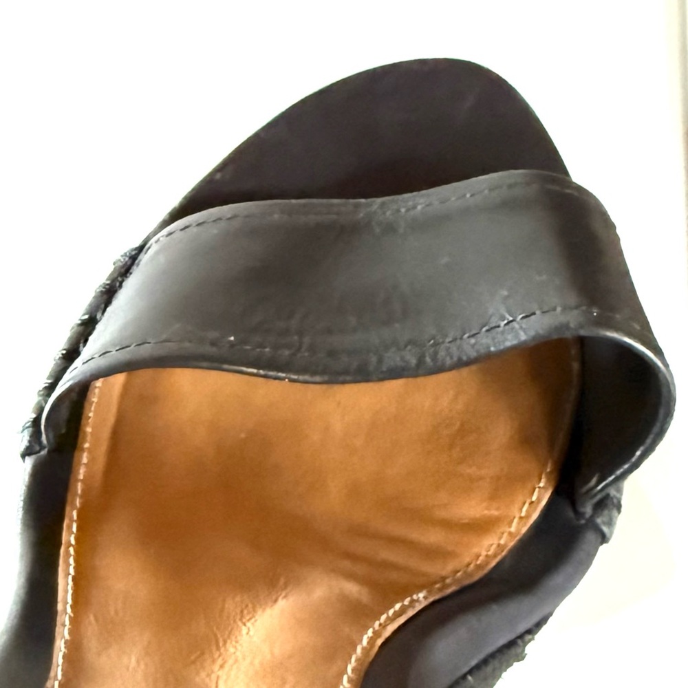 Ugg Black Leather High Heel Wedge Sandals - Picture 5 of 7